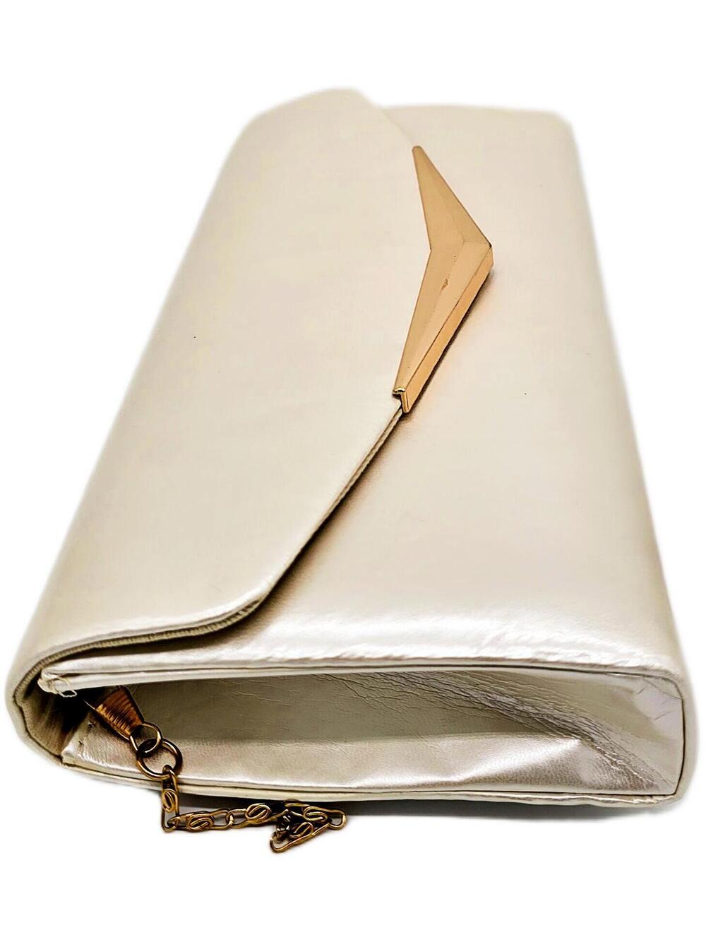 Elegant Cream Clutch Purse with Gold Chain and Accent - Picture 5 of 8